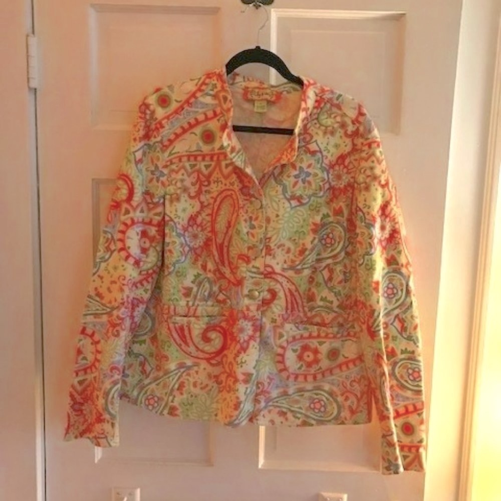 HOST PICK - Lilly & Van Jacket Pink Green Paisley - lightweight XL